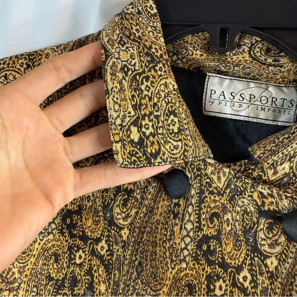 90s Paisley Tapestry Cropped, Blazer, Cotton Dark Academia Cottagecore Jacket M - Picture 8 of 12